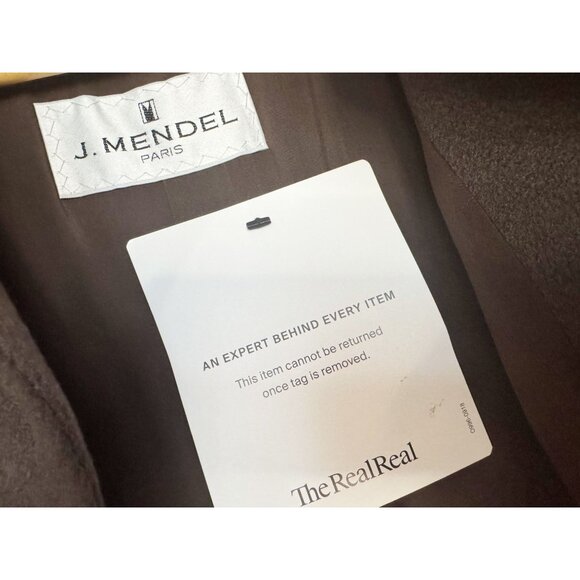 J MENDEL Paris Chocolate Brown Long Soft Full Button Coat Size S - Picture 5 of 6
